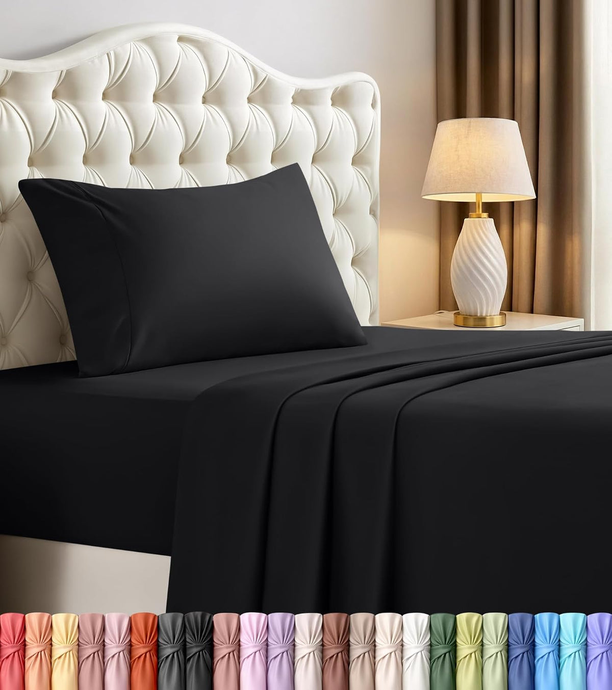 Queen Sheets Set, 4 Pieces 16" Deep Pocket Hotel Luxury Bed Sheets, Grey