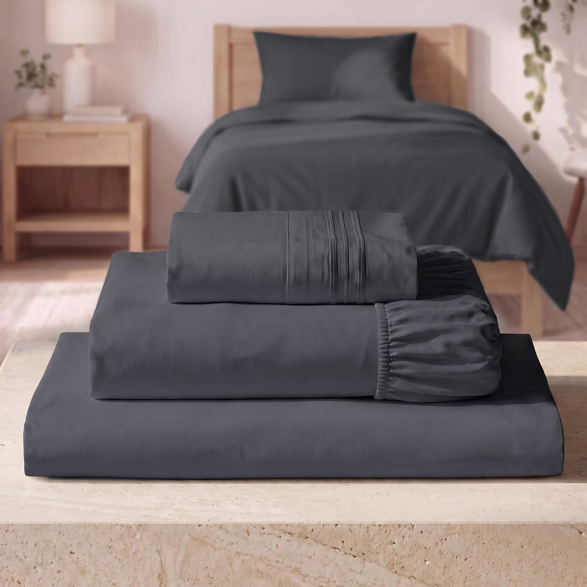 Mellanni Iconic 3-Piece Bed Sheet Set, 16" Deep Pocket (Twin, White)