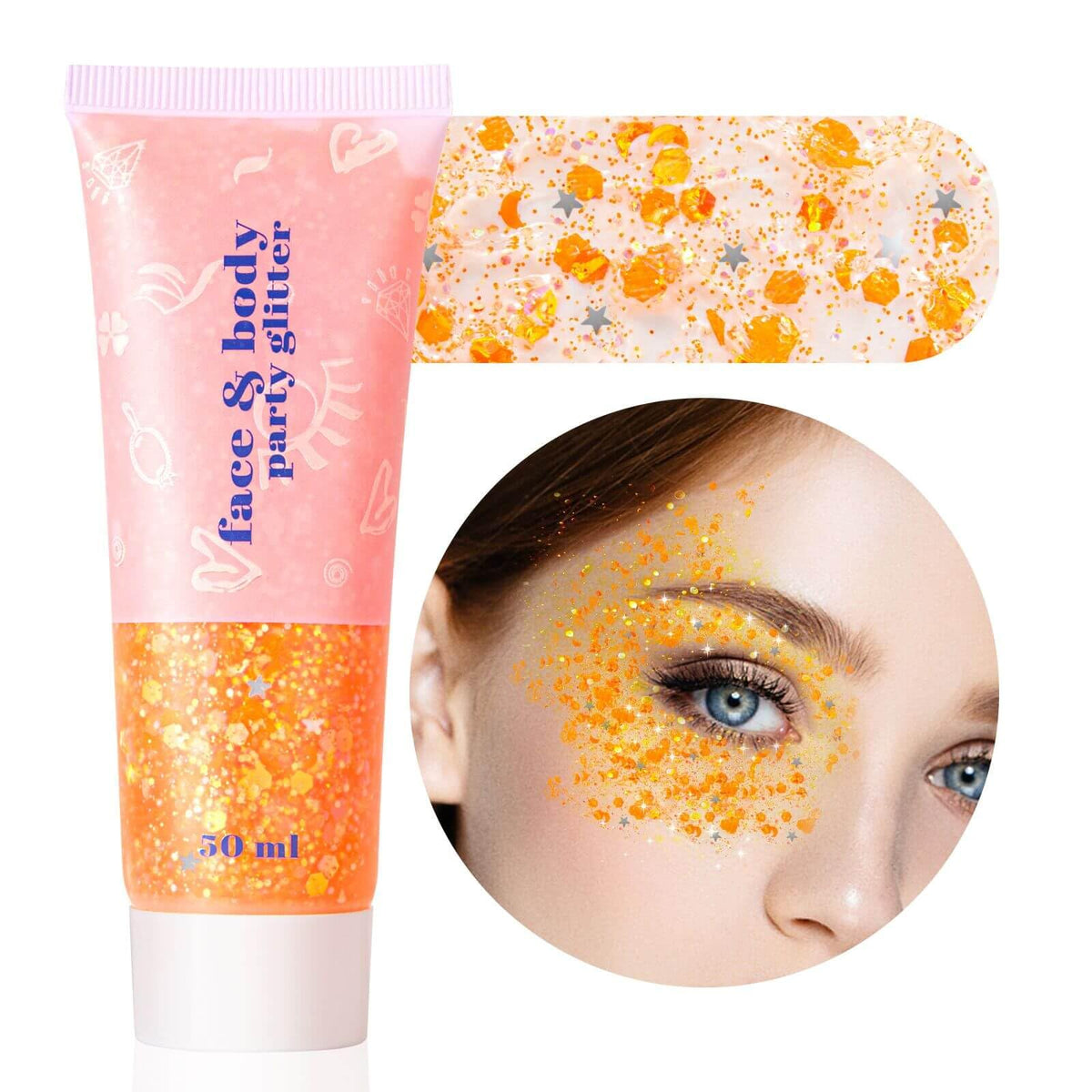 Clear White Face Body Glitter Gel, Halloween Mermaid Fairy Hair Glitter Makeup for Kids