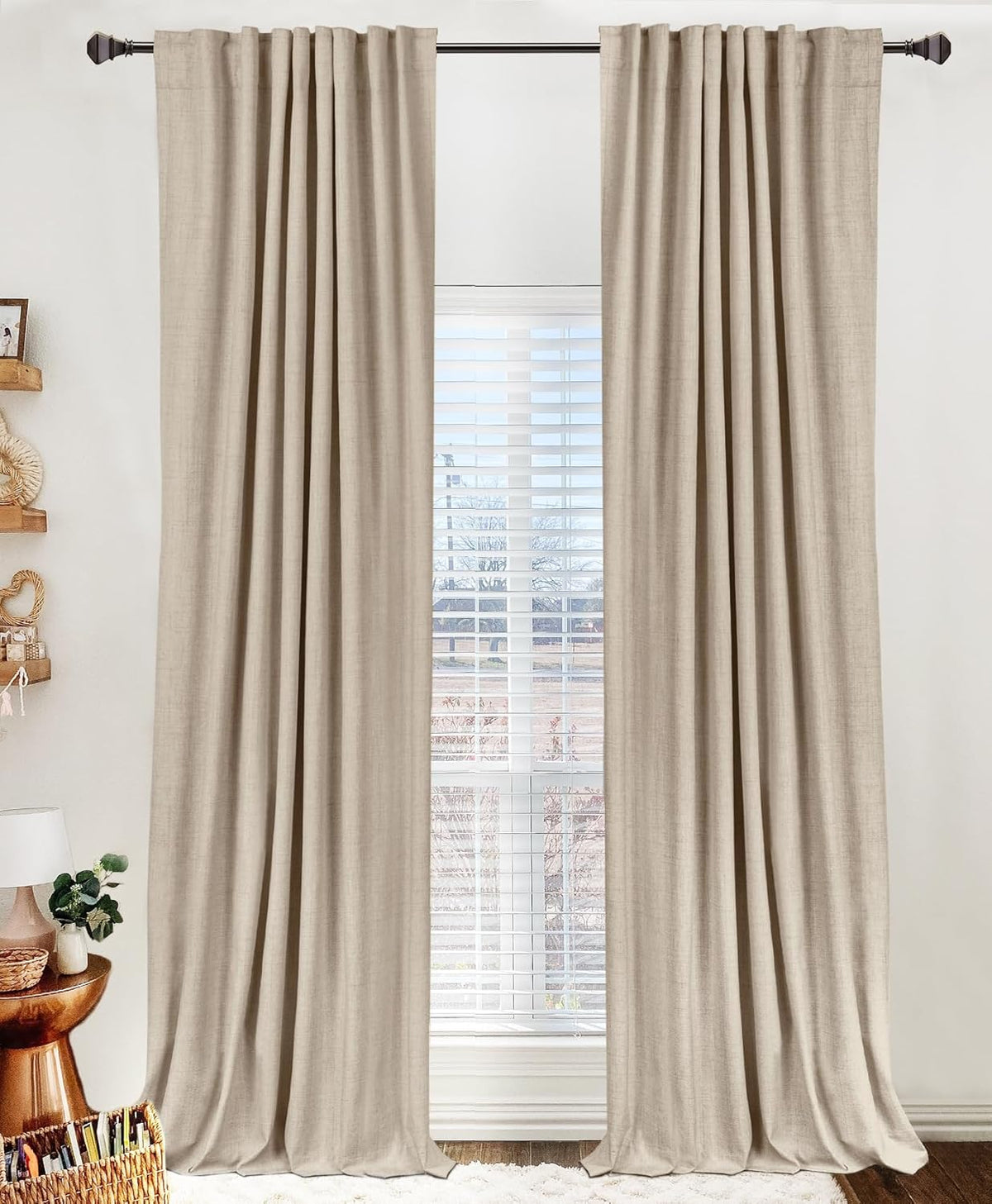 Blush Pink Total Blackout Sliding Door Curtains 96 Inches Long