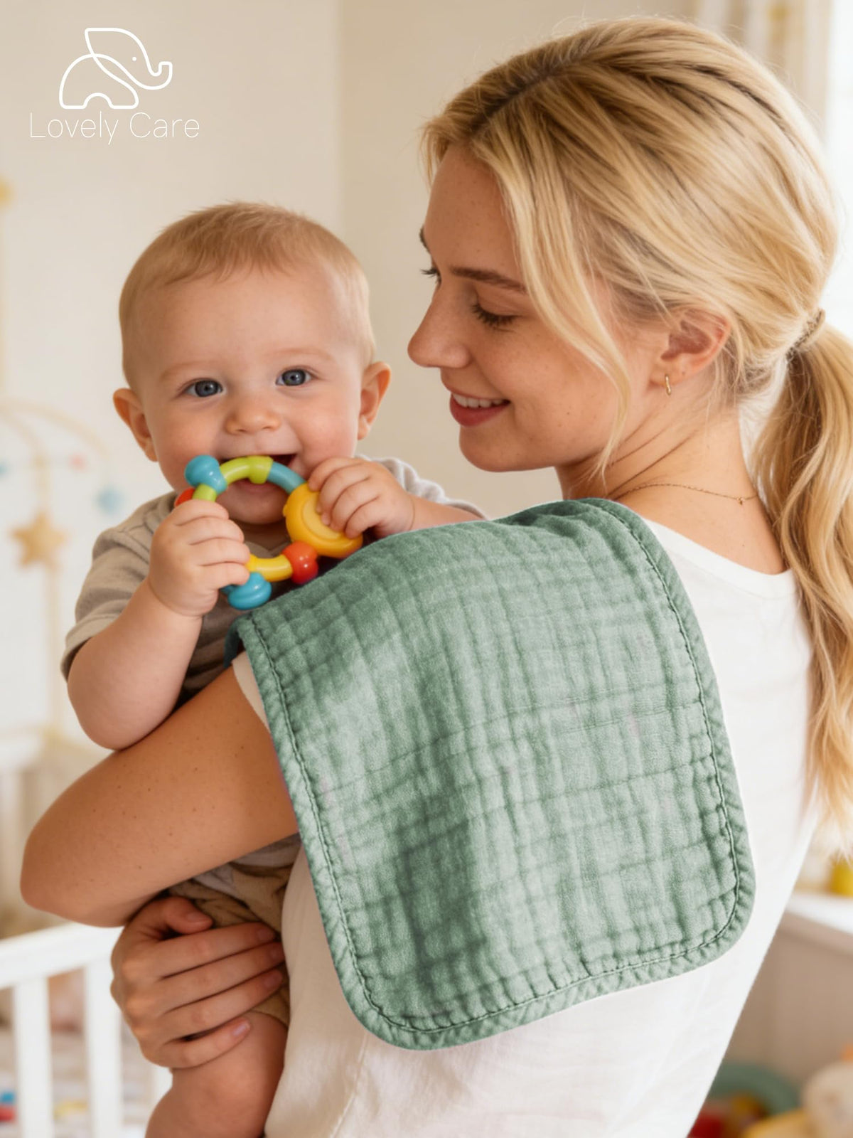 Lovely Care 12 Pack Muslin Burp Cloths 100% Cotton Muslin Cloths Large 20''x10'' Extra Soft and Absorbent Baby Burping Cloth - White