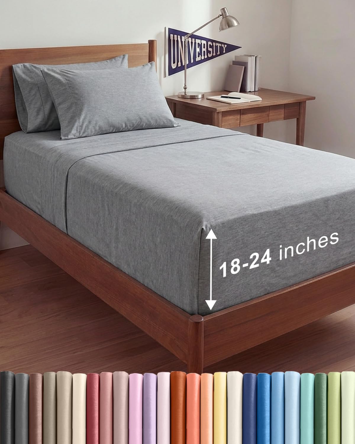 CGK Extra Deep Twin XL Sheet Set - 4pc College Dorm Room - Coral
