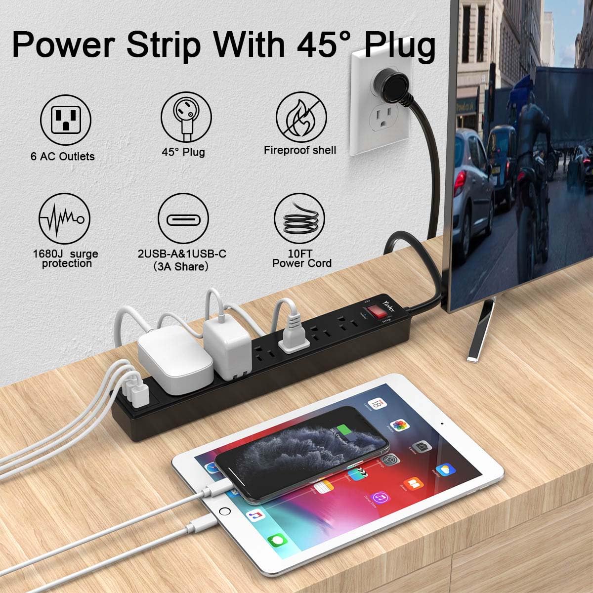 Yintar 6Ft Surge Protector Power Strip with 6 Outlets & 3 USB Ports, Black Father Jim Norris notebooks