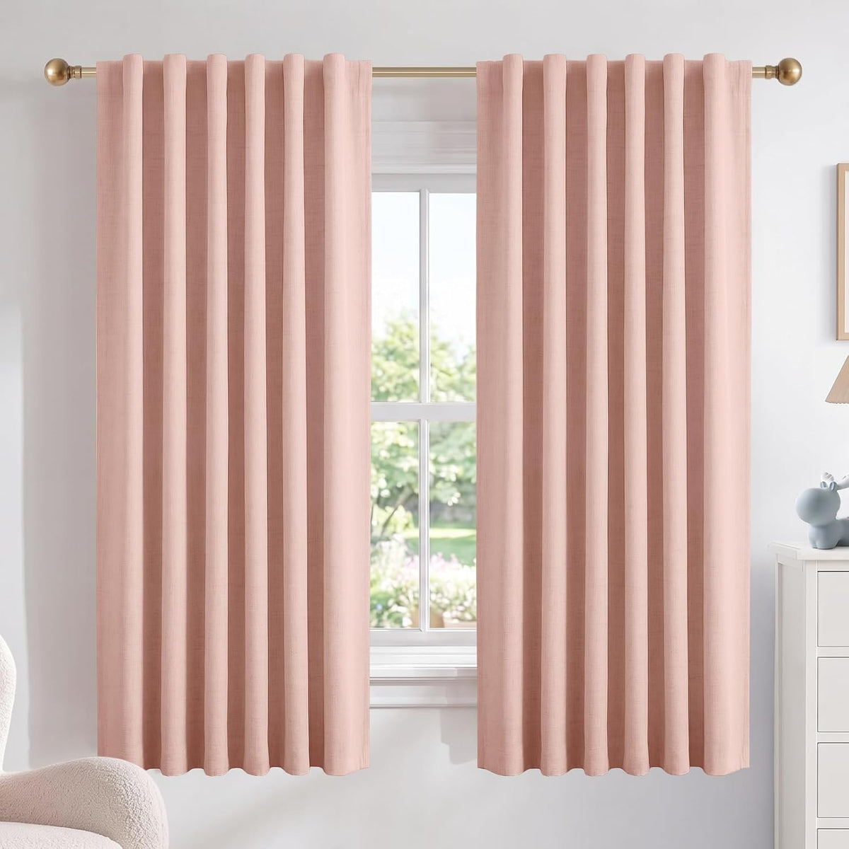 Blush Pink Total Blackout Sliding Door Curtains 96 Inches Long