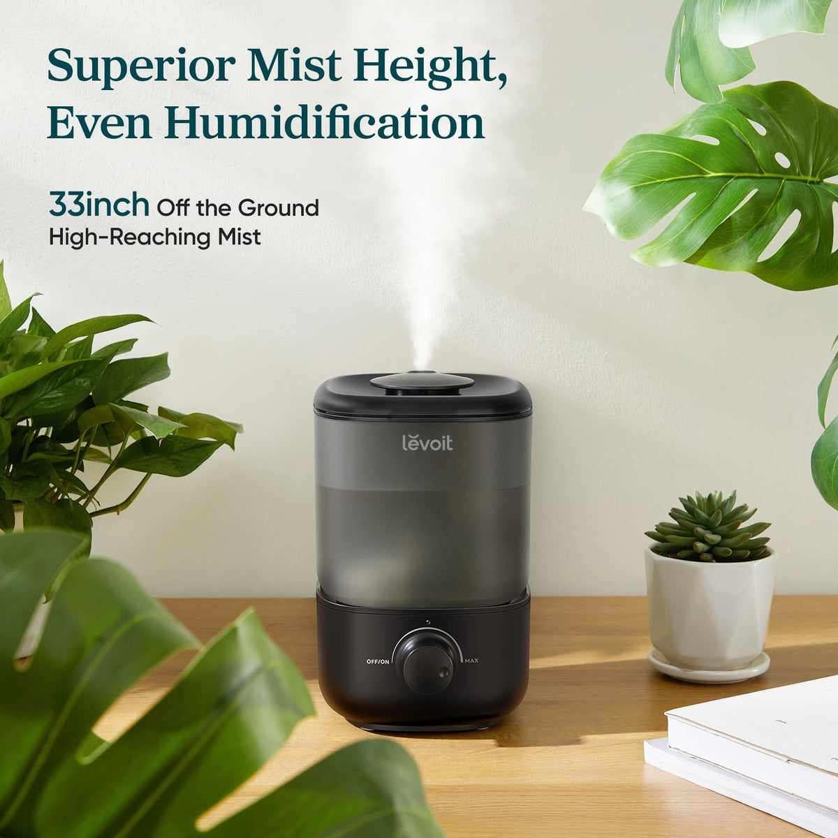 Levoit Humidifiers for Bedroom, Dishwasher Safe, Blue Light-Safe, 3.2L