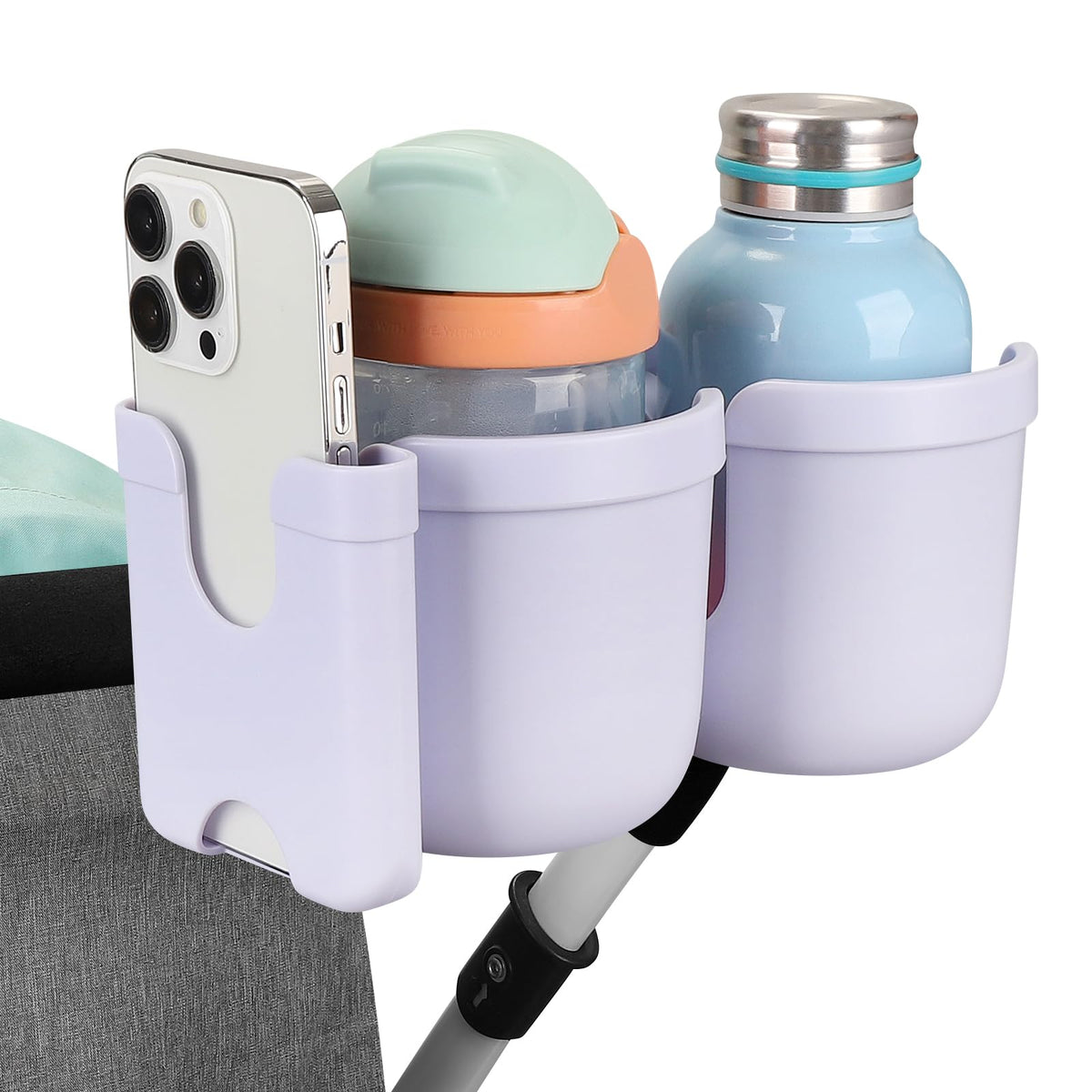 Accmor Stroller Cup Holder with Phone Holder, Bike Cup Holder, Walker Scooter Wheelchair Cup Holder Attachment, Universal Cup Holder for Uppababy Graco Strollers