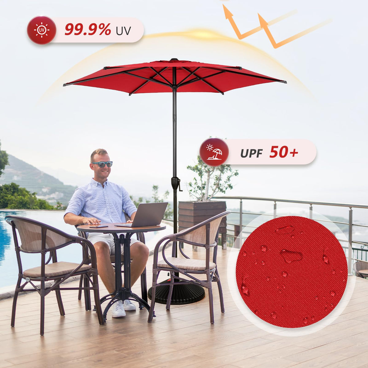 Abba Patio 7.5FT Lyon Outdoor Patio Umbrella Outdoor Table Umbrella with Push Button Tilt and Crank Market Umbrella 6 Sturdy Ribs UV Protection Waterproof for Garden Deck Backyard Pool Grey Father Jim Norris notebooks