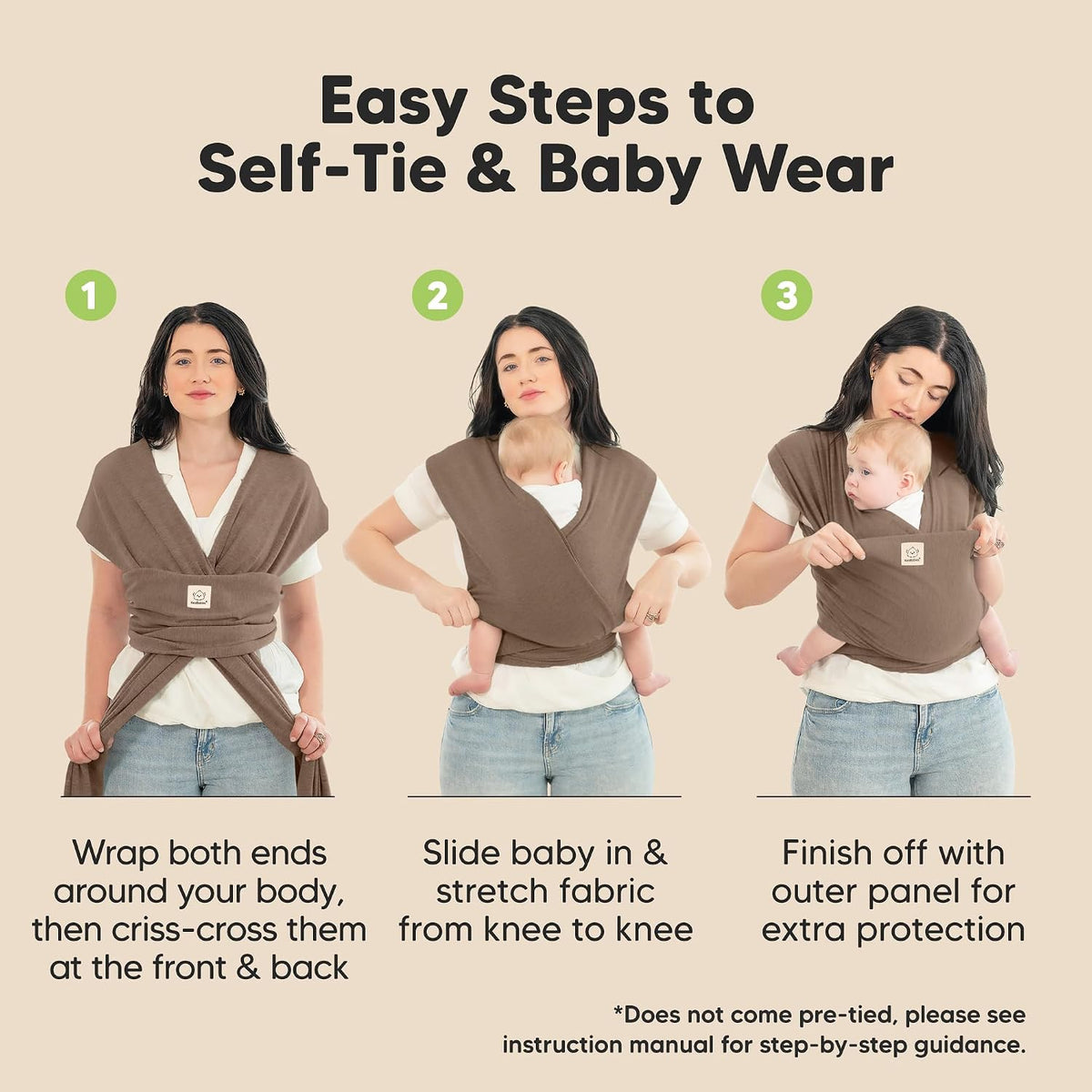 KeaBabies Baby Wrap Carrier, All in 1 Original Baby Carrier, Trendy Black