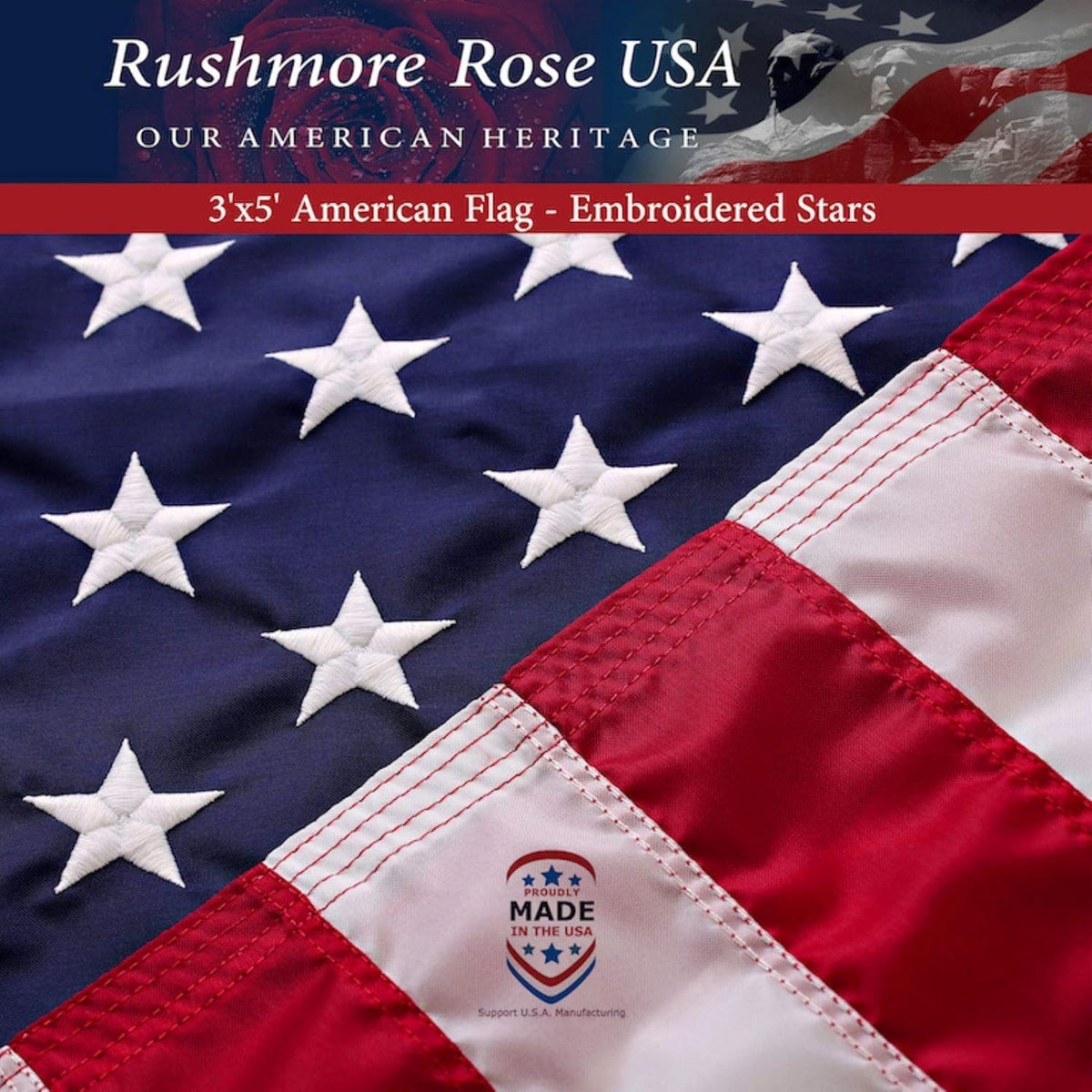 American Flags for Outside 3X5 (Pack of 10) -American Flag made in USA with Embroidered Stars and Sewn Stripes US Flag 3x5 Heavy Duty Outdoor Made in USA for High Wind- All Weather Flags Father Jim Norris notebooks