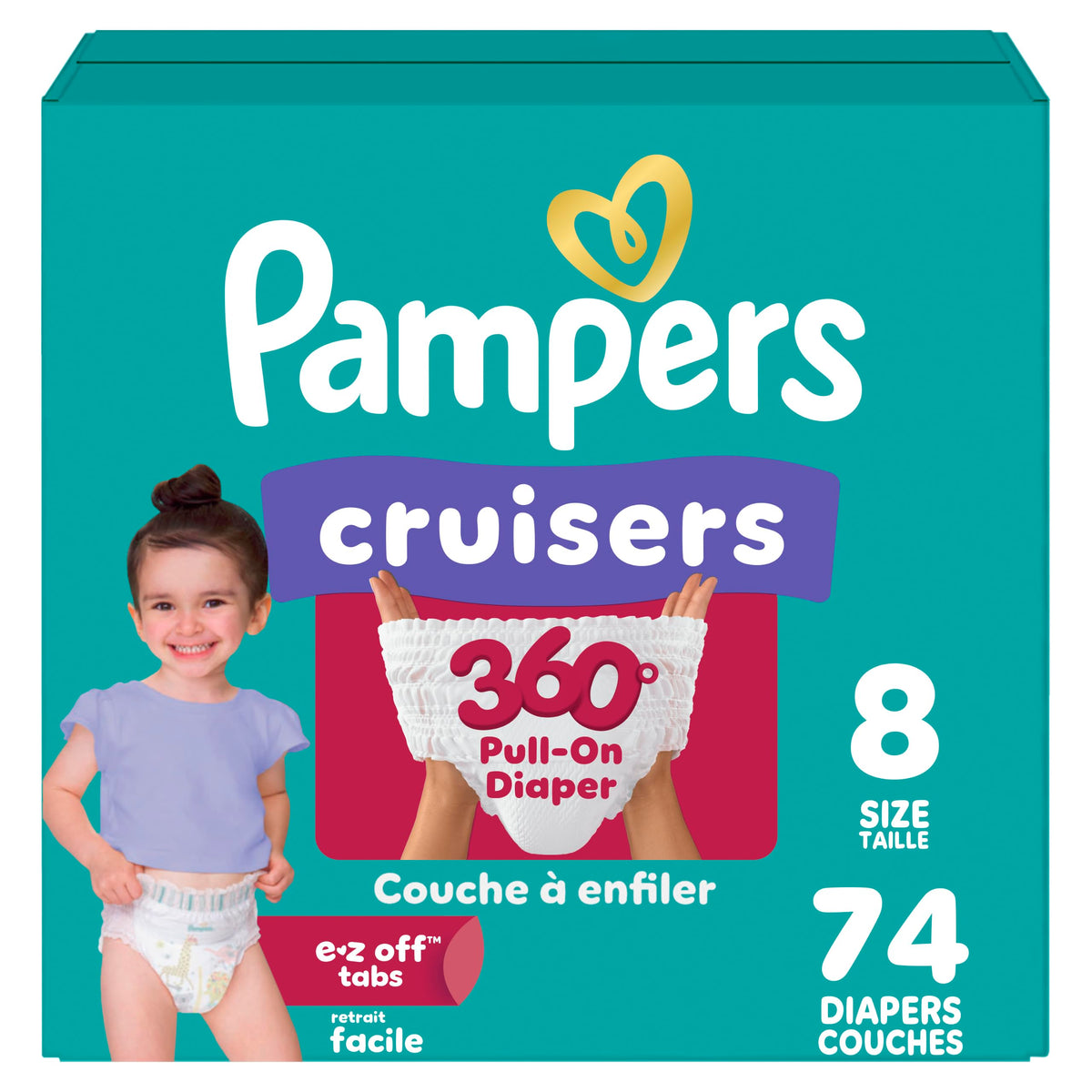 Pampers Diapers - Cruisers 360 - Size 6, 104 Count, up to 100% Leakproof Pull-On Diaper for Active Babies