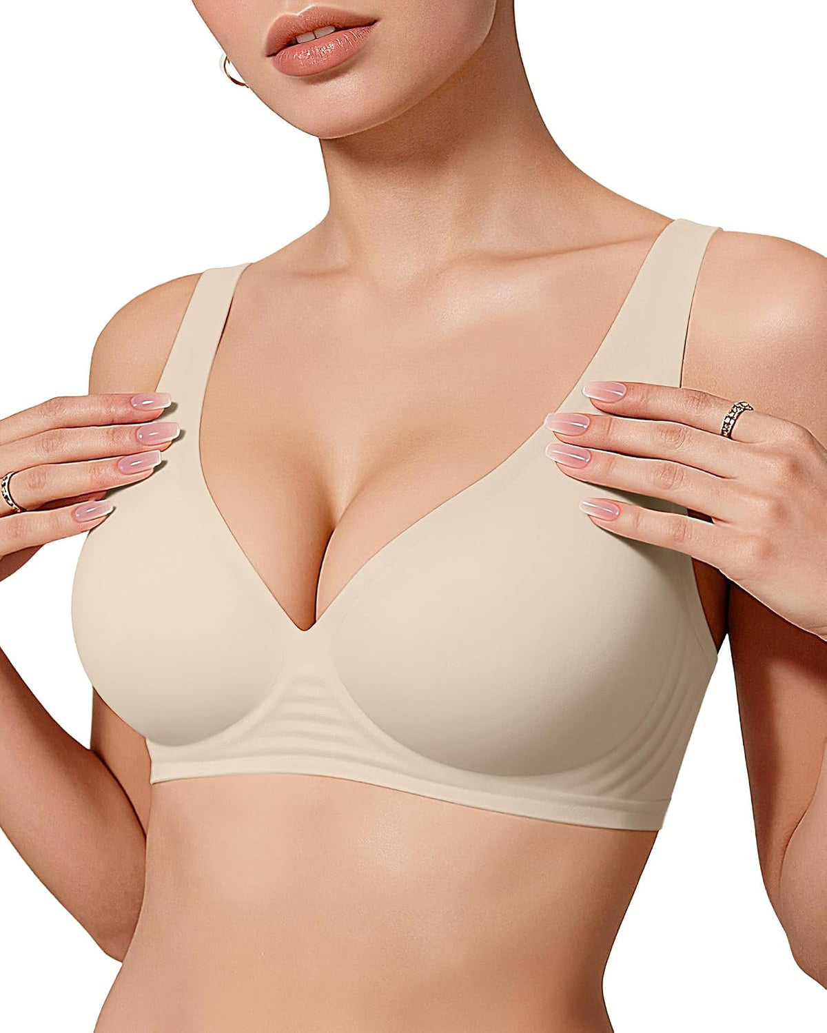 OEAK Womens Jelly Bras Wireless Deep V Bralette Comfy Push Up Tshirt Bras Father Jim Norris notebooks
