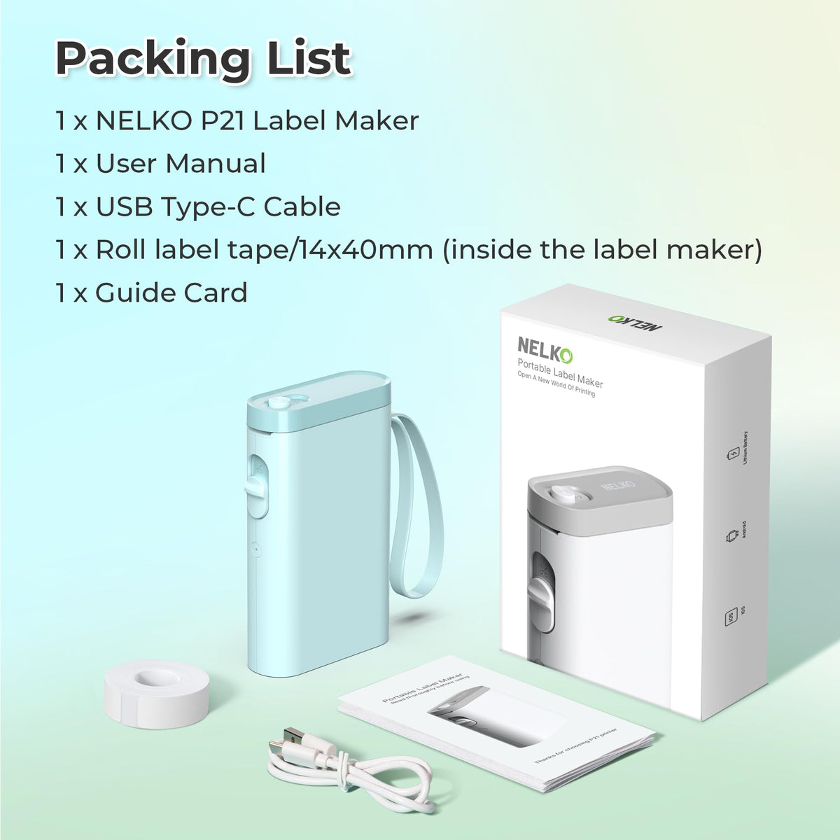 Nelko P21 Label Maker Machine with Tape, Bluetooth Label Printer, White Father Jim Norris notebooks