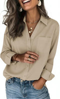Zeagoo Blouses for Women Long Sleeve Dressy Casual Button Down Shirts