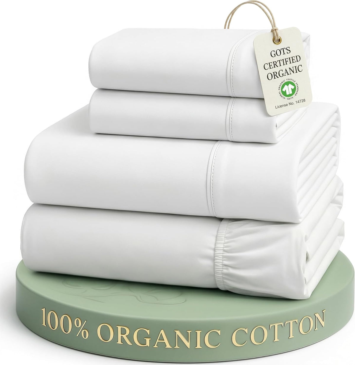 LANE LINEN California King Sheets 100% Organic Cotton 4pc Percale - White