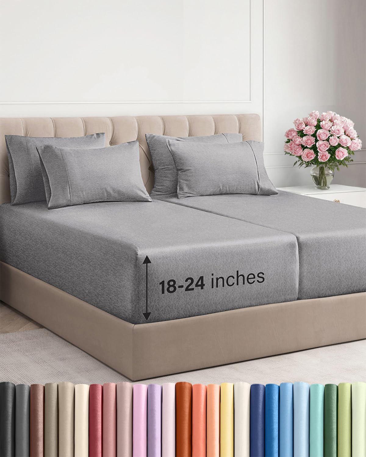 CGK Extra Deep Twin XL Sheet Set - 4pc College Dorm Room - Coral