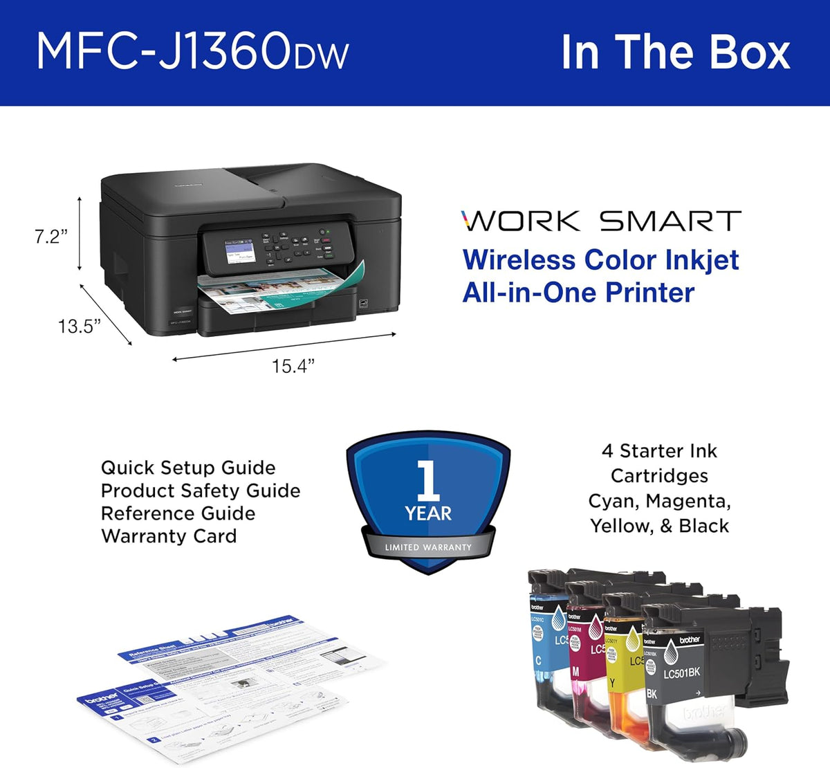 Brother Work Smart 1360 Wireless Color Inkjet All-in-One Print, Scan, Copy Father Jim Norris notebooks