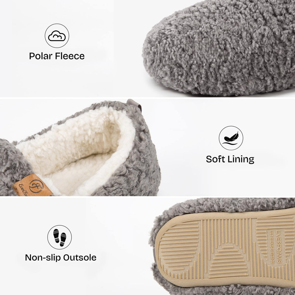 EverFoams Women’s Soft Curly Slippers Memory Foam Lightweight House Shoes