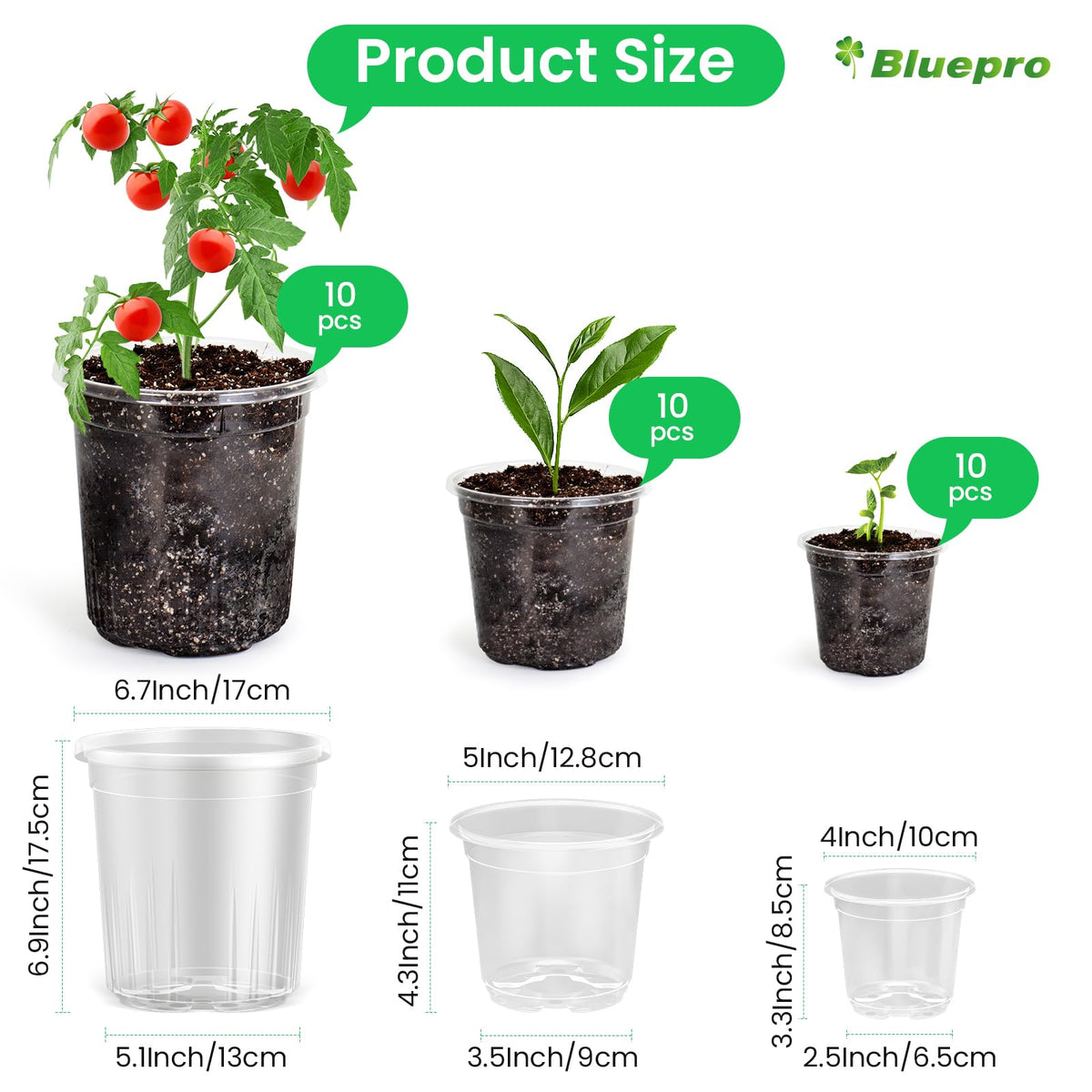 Bluepro Clear Nursery Pots with Humidity Domes, 4 Inch, 30-Pack Father Jim Norris notebooks