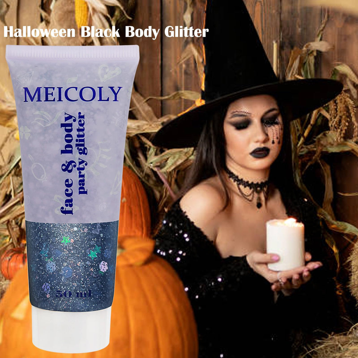 Clear White Face Body Glitter Gel, Halloween Mermaid Fairy Hair Glitter Makeup for Kids