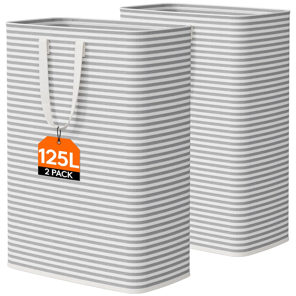 Lifewit 80L Large Laundry Baskets, Laundry Hampers Bags, 2 Pack, Grey