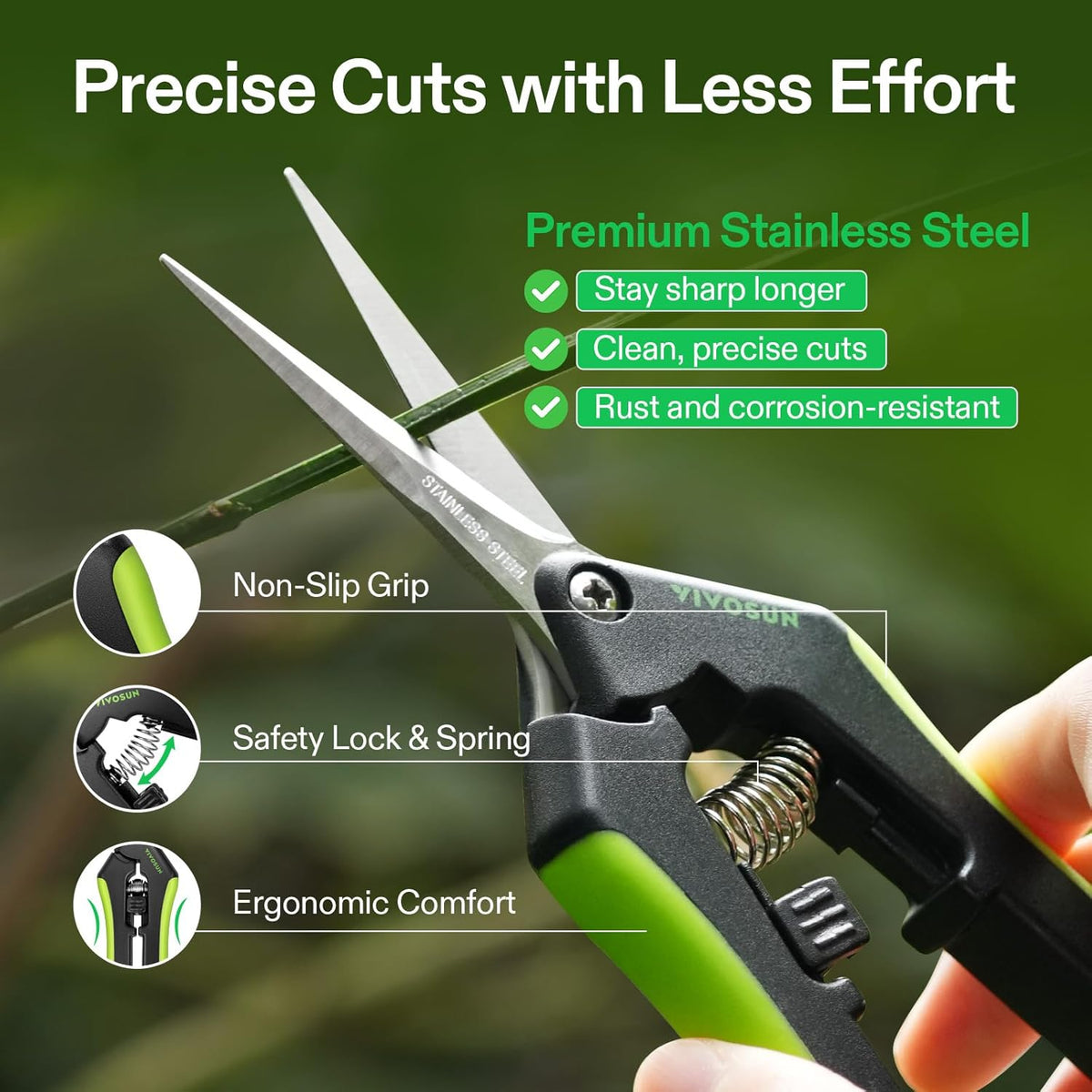 VIVOSUN 6.5 Inch Gardening Scissors Hand Pruner Pruning Shear with Straight Stainless Steel Blades Orange 1-Pack Father Jim Norris notebooks