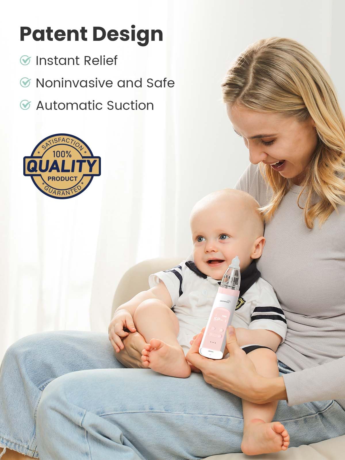 GROWNSY Baby Nasal Aspirator, Electric Nose Sucker, Powerful Suction,Grey