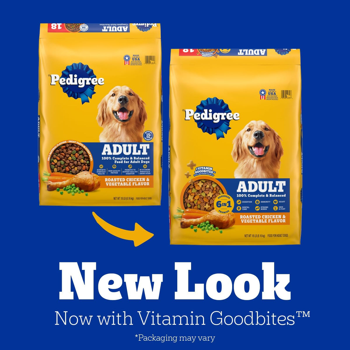 Pedigree Adult Complete Nutrition Dry Dog Food, Steak & Vegetable, 18 lb