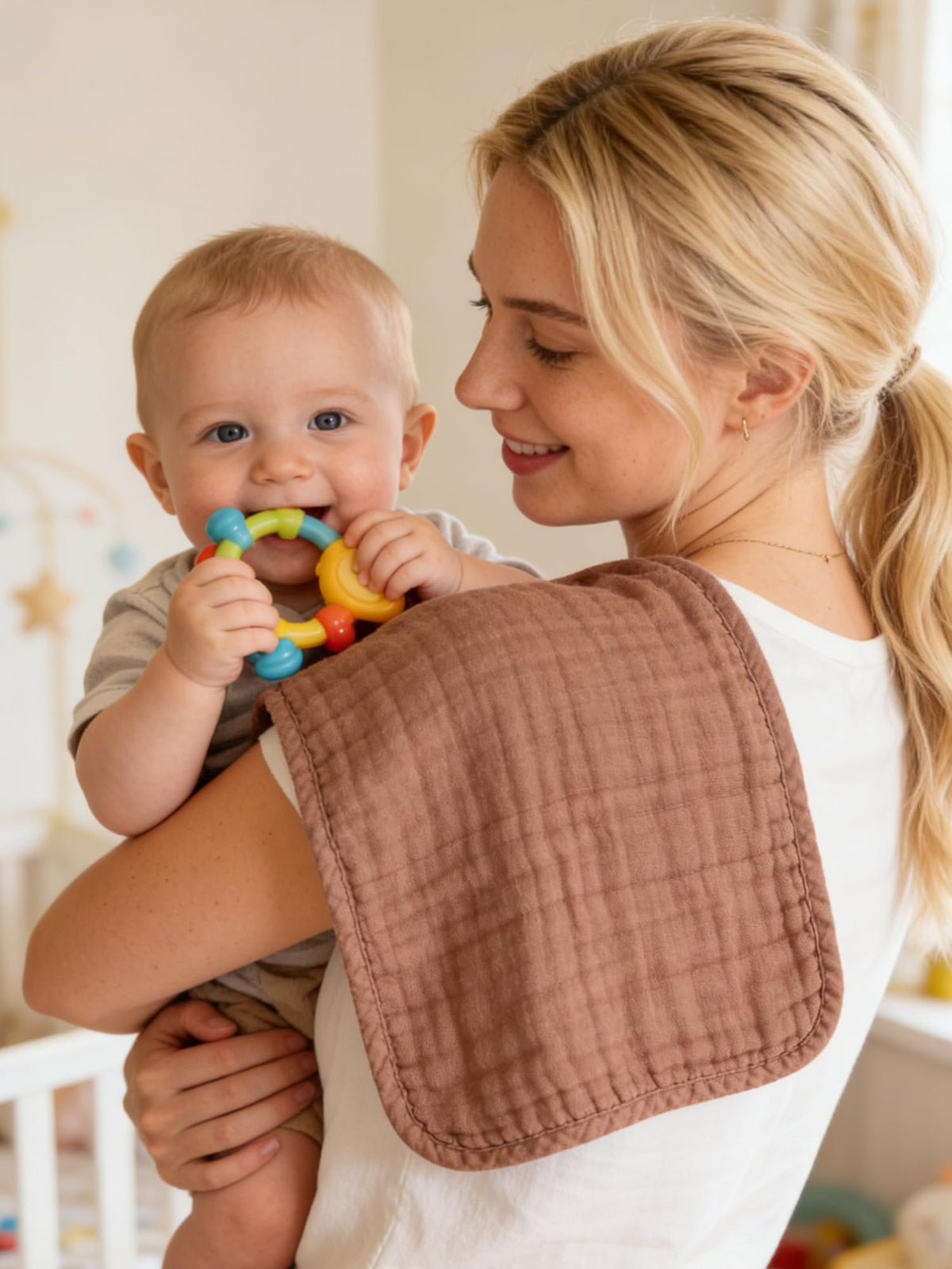 Lovely Care 12 Pack Muslin Burp Cloths 100% Cotton Muslin Cloths Large 20''x10'' Extra Soft and Absorbent Baby Burping Cloth - White