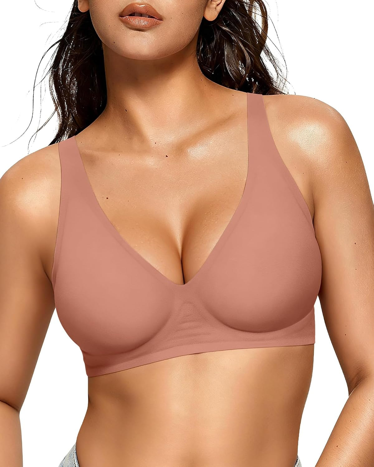 OEAK Womens Jelly Bras Wireless Deep V Bralette Comfy Push Up Tshirt Bras Father Jim Norris notebooks