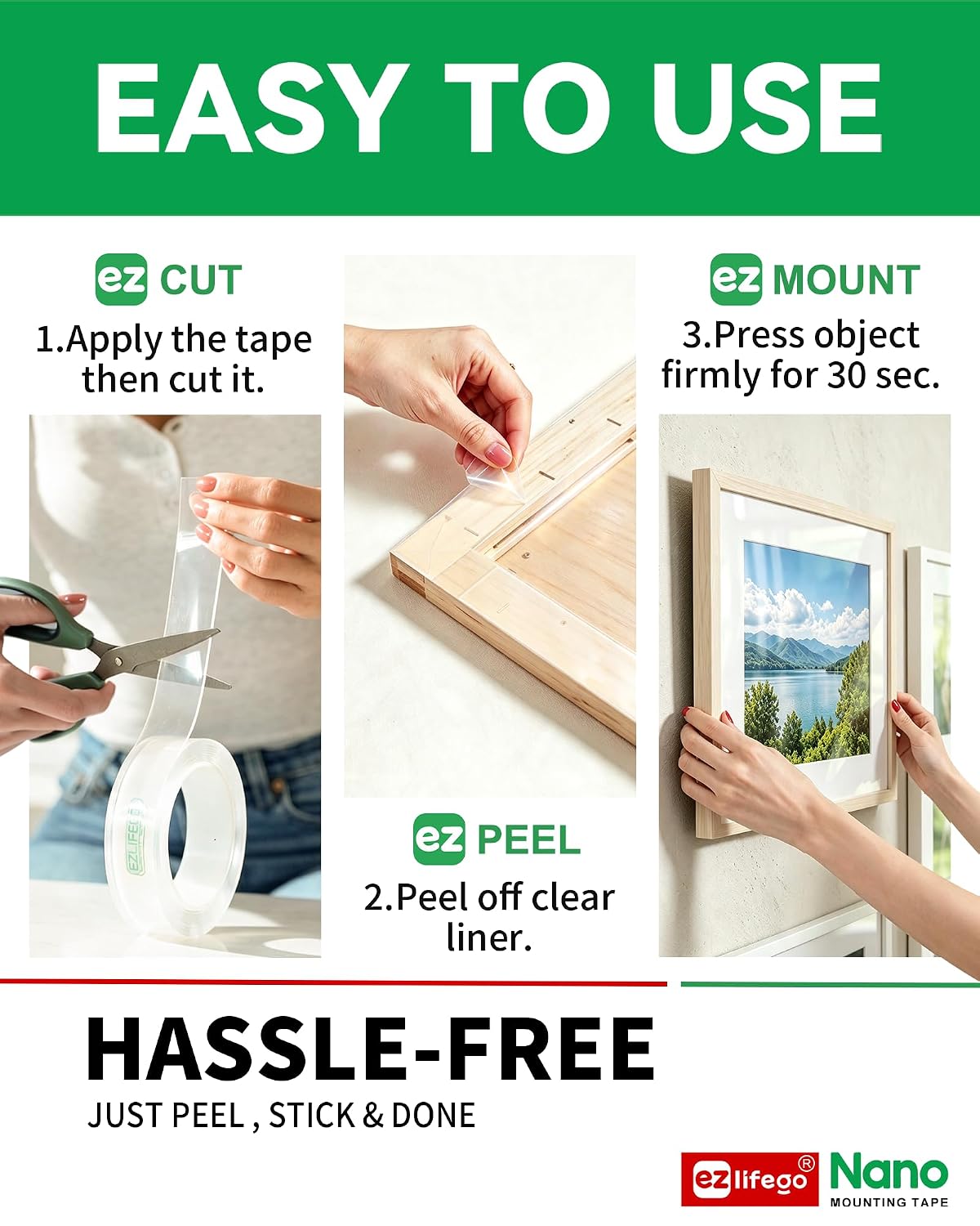 EZlifego Heavy Duty Invisible Bond Nano Double Sided Mounting Tape, 9.85FT Father Jim Norris notebooks