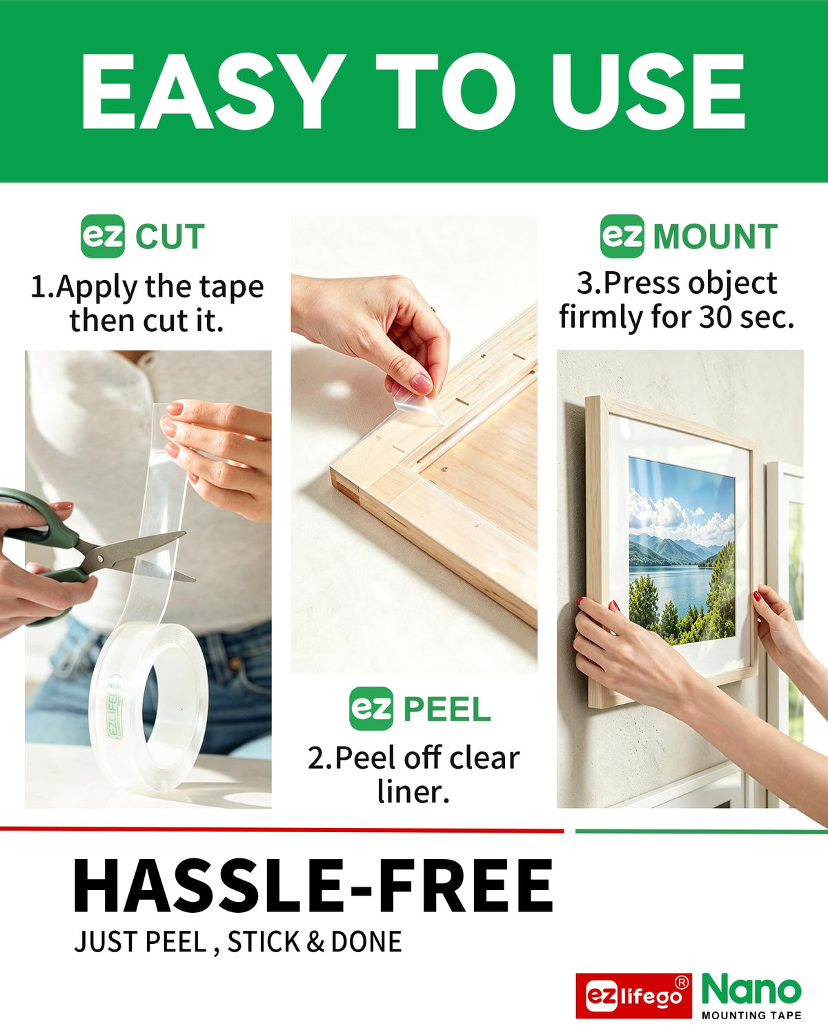 EZlifego Heavy Duty Invisible Bond Nano Double Sided Mounting Tape, 9.85FT Father Jim Norris notebooks