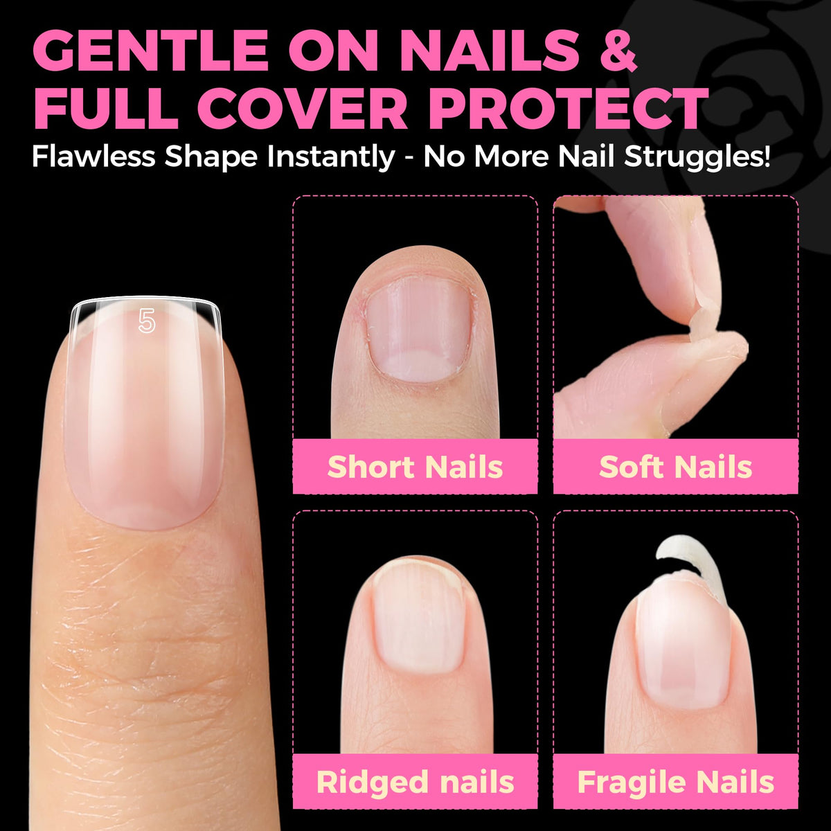 UNA GELLA Short Almond Nail Tips 504PCS Short Fake Nails Soft Press Ons
