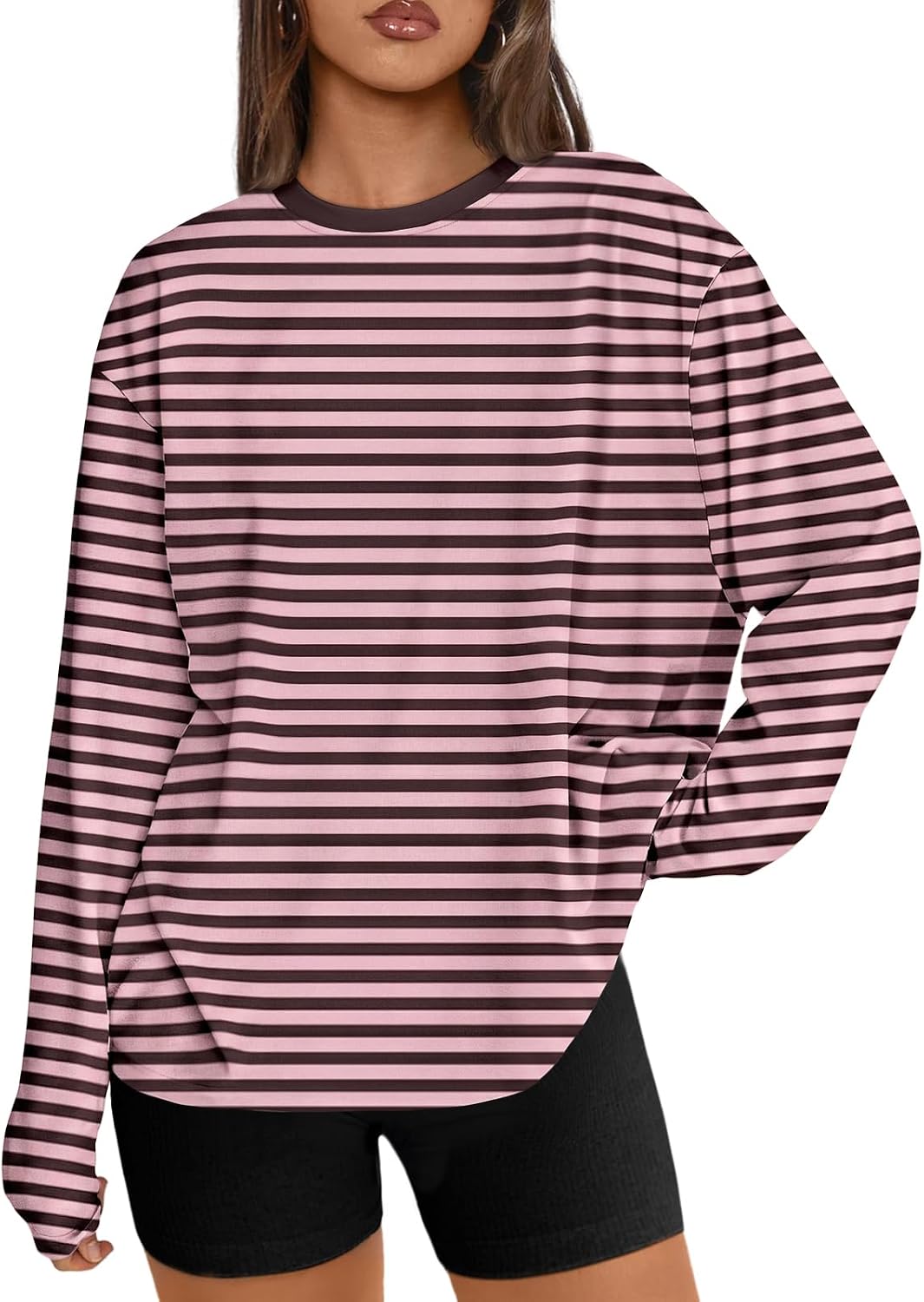 Trendy Queen Womens Oversized Long Sleeve Shirts Fall Tops 2026 Basic Tee