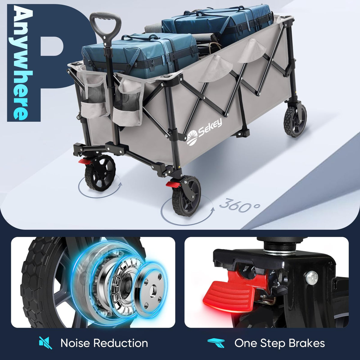 Sekey Lightweight Collapsible Wagon, 220 lb Capacity, Quick-Fold Cart Father Jim Norris notebooks