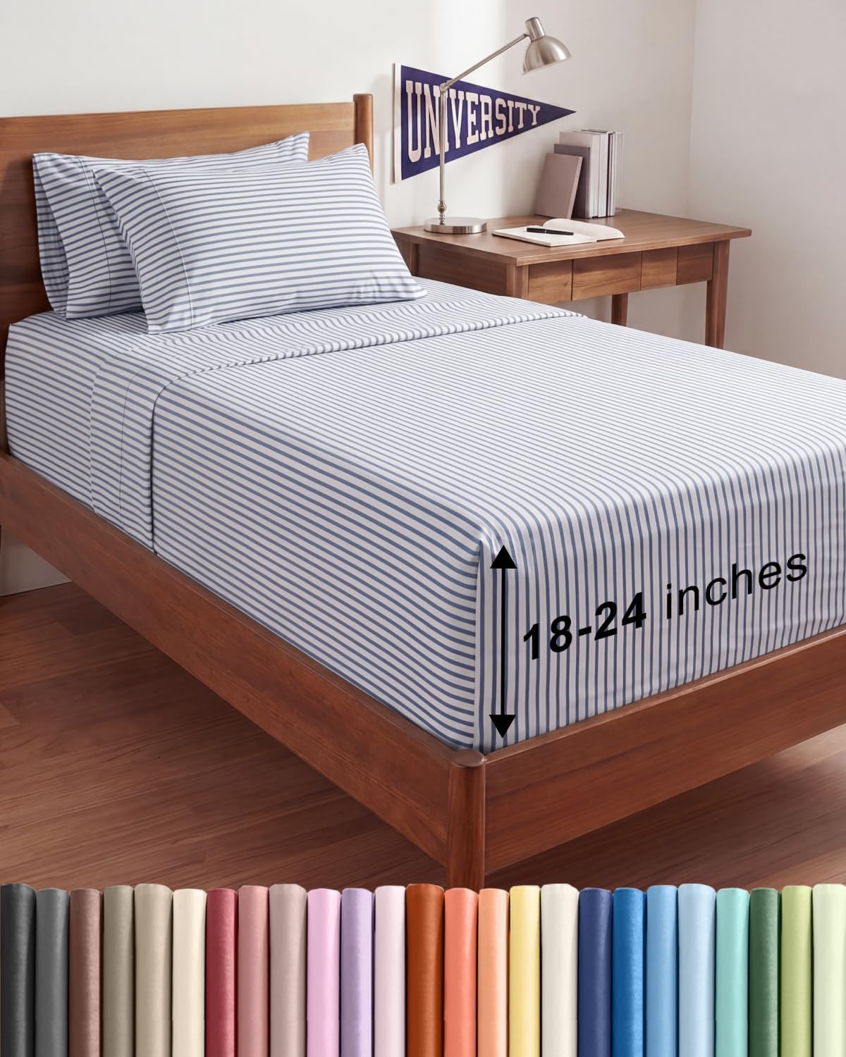 CGK Extra Deep Twin XL Sheet Set - 4pc College Dorm Room - Coral