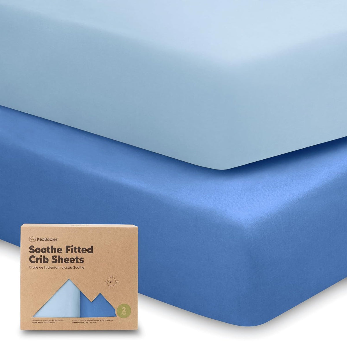 KeaBabies 2pk Organic Cotton Crib Sheets for Boys Girls 52x28, ABC Land Sky