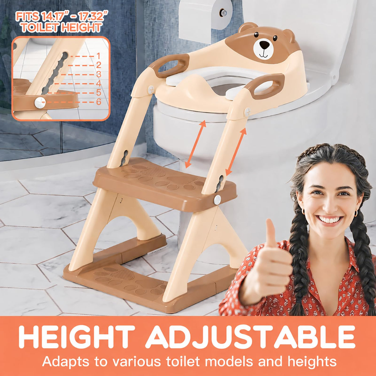 Potty Training Toilet for Toddlers, 2-in-1 Potty Training seat, Anti-Slip