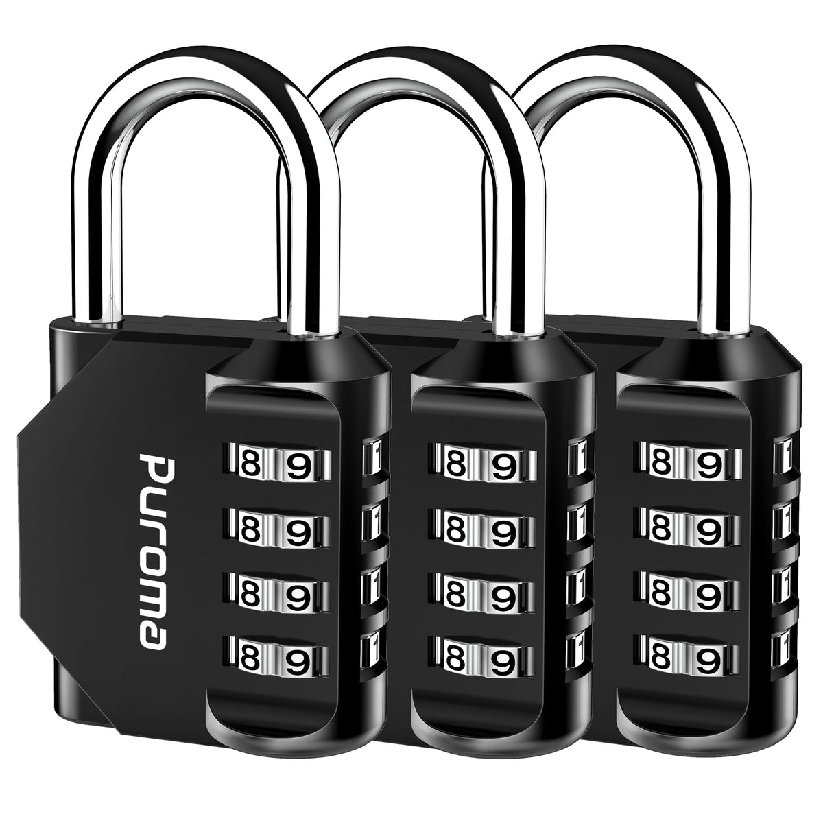 Puroma 2 Pack Combination Lock Locker 4 Digits Combo Padlock Gym Black