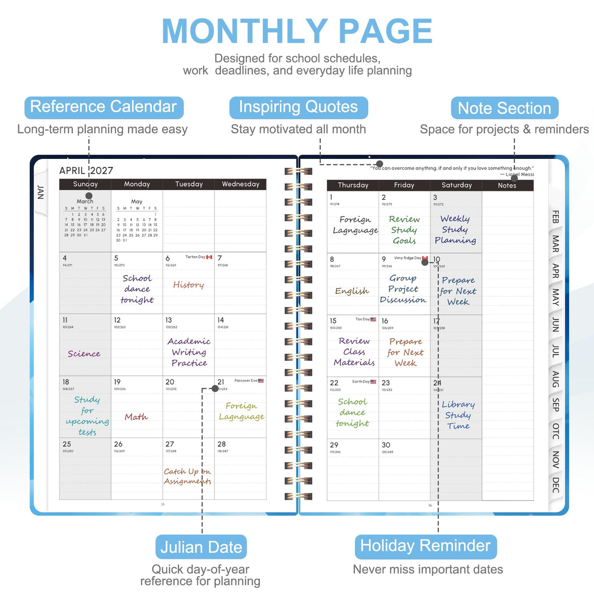 2027 Planner, Weekly and Monthly Calendar Planner Book, A5(6.3'' x 8.5'') Father Jim Norris notebooks