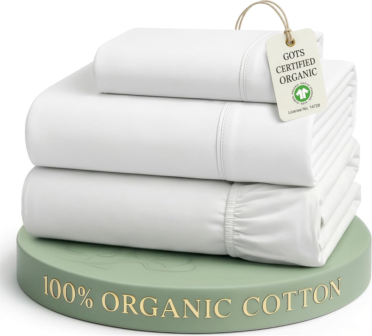 LANE LINEN California King Sheets 100% Organic Cotton 4pc Percale - White