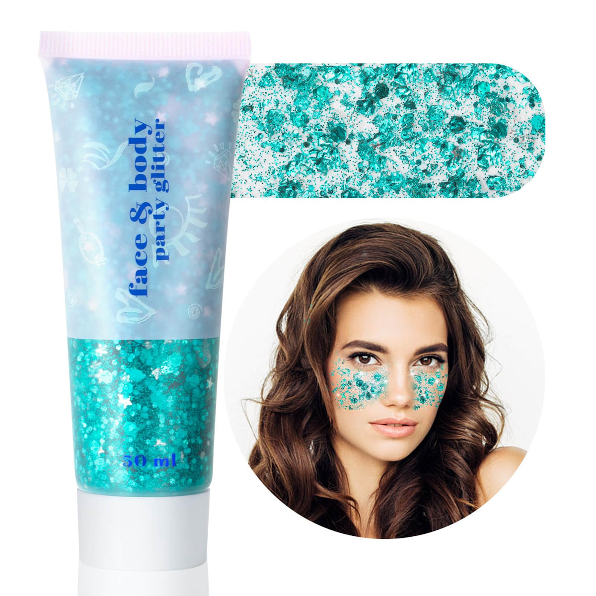 Clear White Face Body Glitter Gel, Halloween Mermaid Fairy Hair Glitter Makeup for Kids