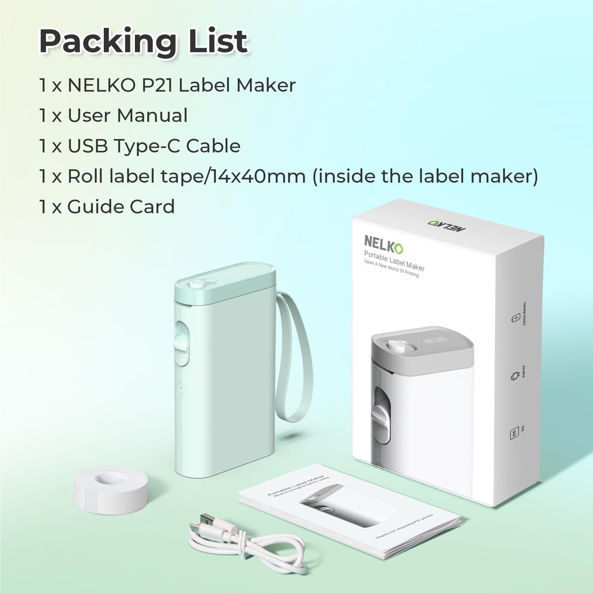Nelko P21 Label Maker Machine with Tape, Bluetooth Label Printer, White Father Jim Norris notebooks