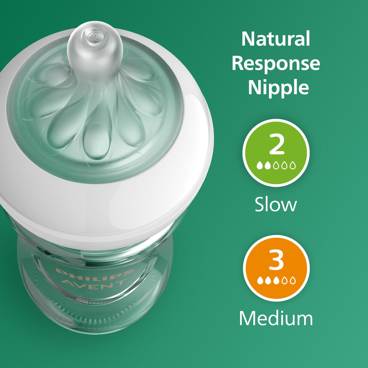 Philips Avent Natural Glass Baby Bottles, Medium Flow, 8 oz, BPA-Free