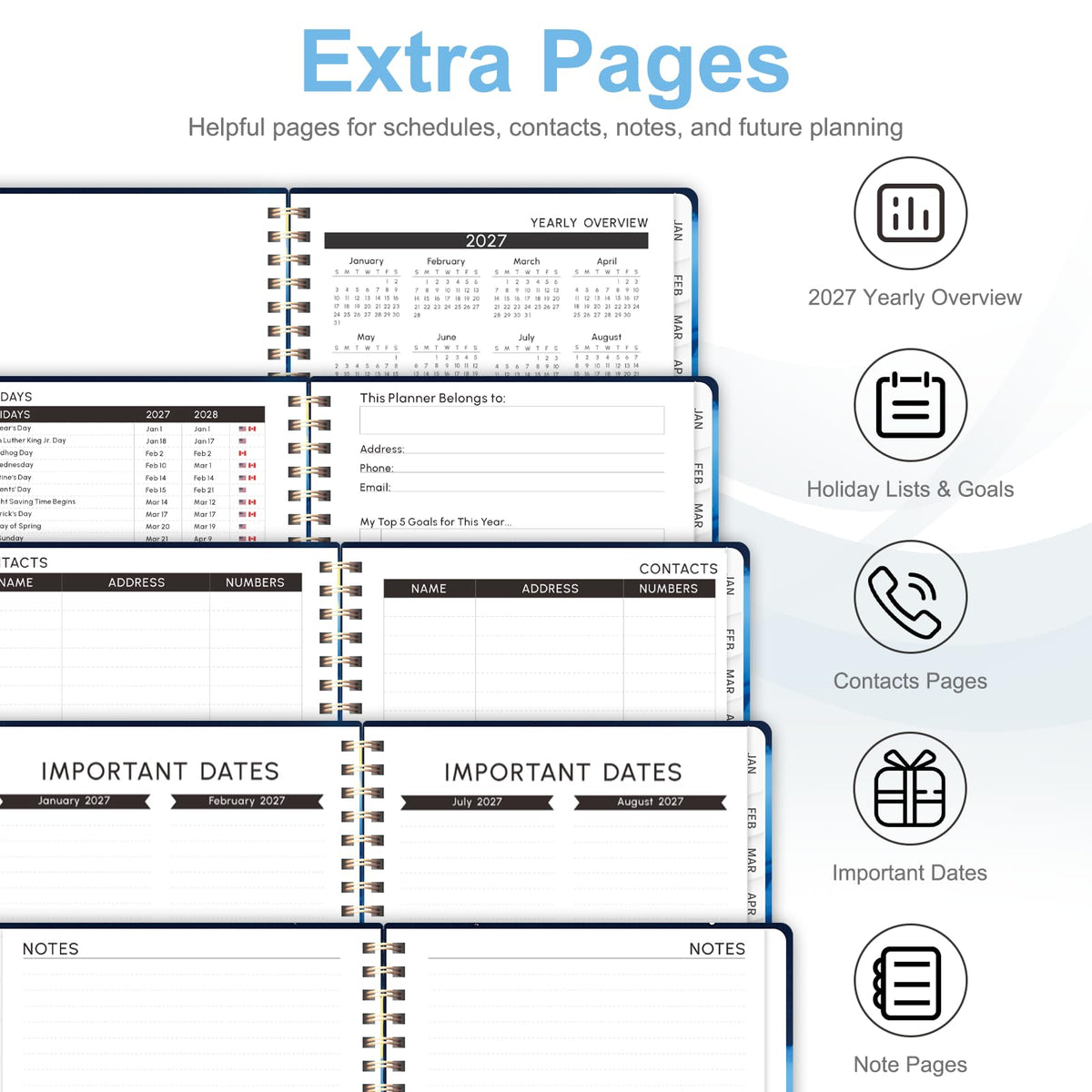 2027 Planner, Weekly and Monthly Calendar Planner Book, A5(6.3'' x 8.5'') Father Jim Norris notebooks