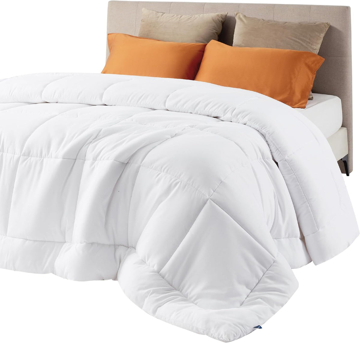 Bedsure Comforter Duvet Insert - Quilted Comforters King Size, All Season Duvet, GentleSoft Down Alternative Bedding, with 8 Tabs, Gifts for Women/Men, Light Spa Blue, King 90 x 102 Inches