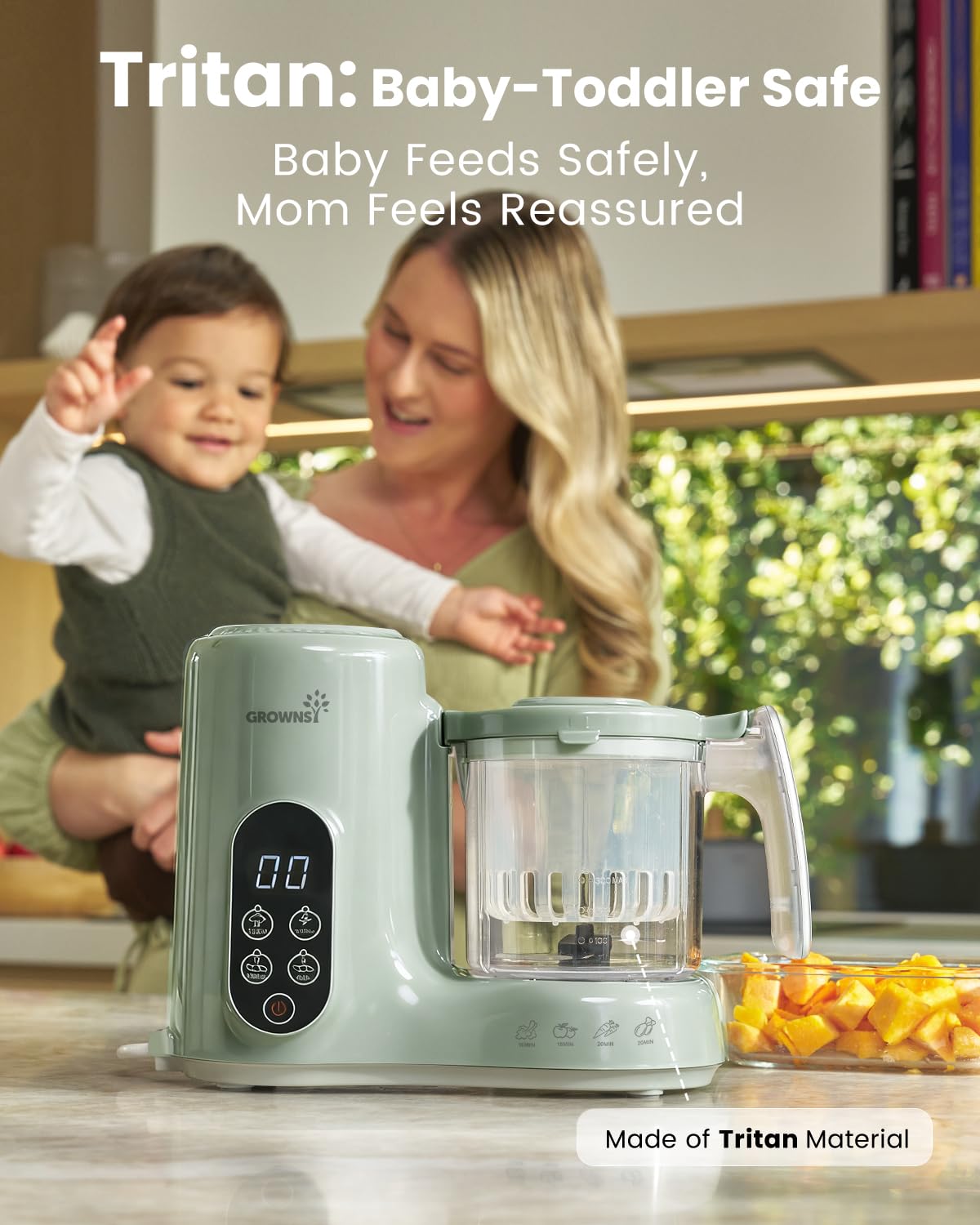 Grownsy Baby Food Maker, Steamer & Blender Baby Food Processor, White