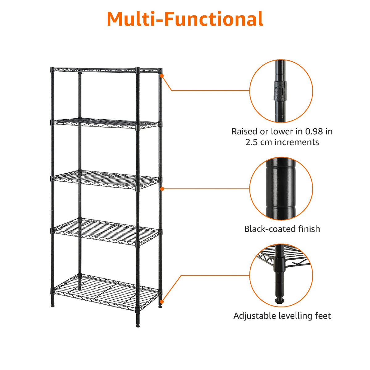 Amazon Basics 5-Shelf Adjustable Heavy Duty Steel Wire Storage Shelves for Garage