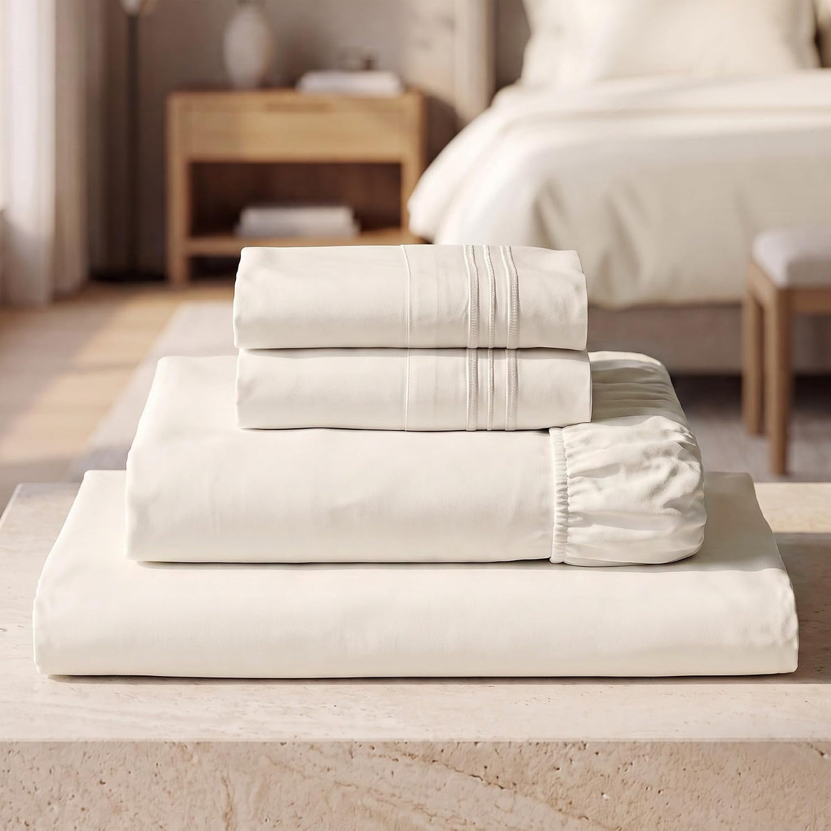 Mellanni Iconic 3-Piece Bed Sheet Set, 16" Deep Pocket (Twin, White)