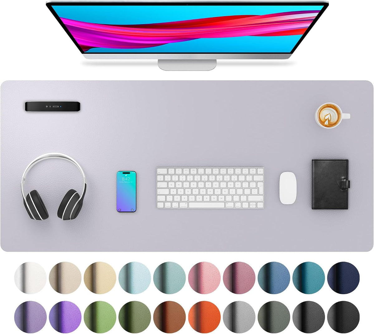 Aothia Non-Slip Waterproof PU Leather Desk Pad Protector for Mouse, Writing Desk, Office, Home, Laptop Blotter, 23.6" x 13.7", Black Father Jim Norris notebooks