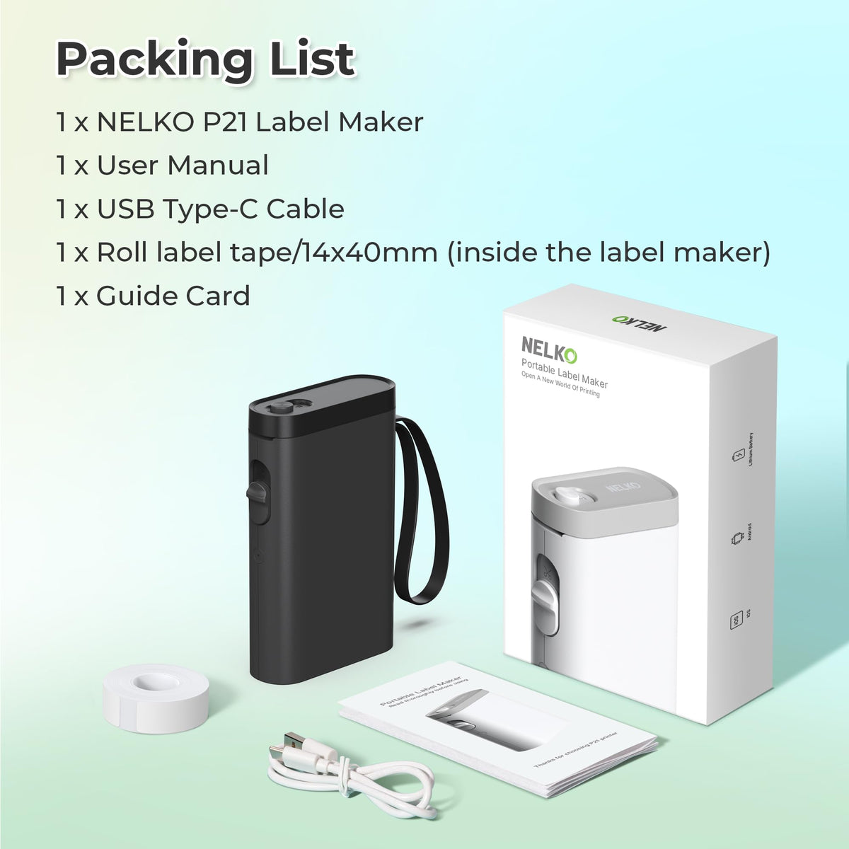 Nelko P21 Label Maker Machine with Tape, Bluetooth Label Printer, White Father Jim Norris notebooks